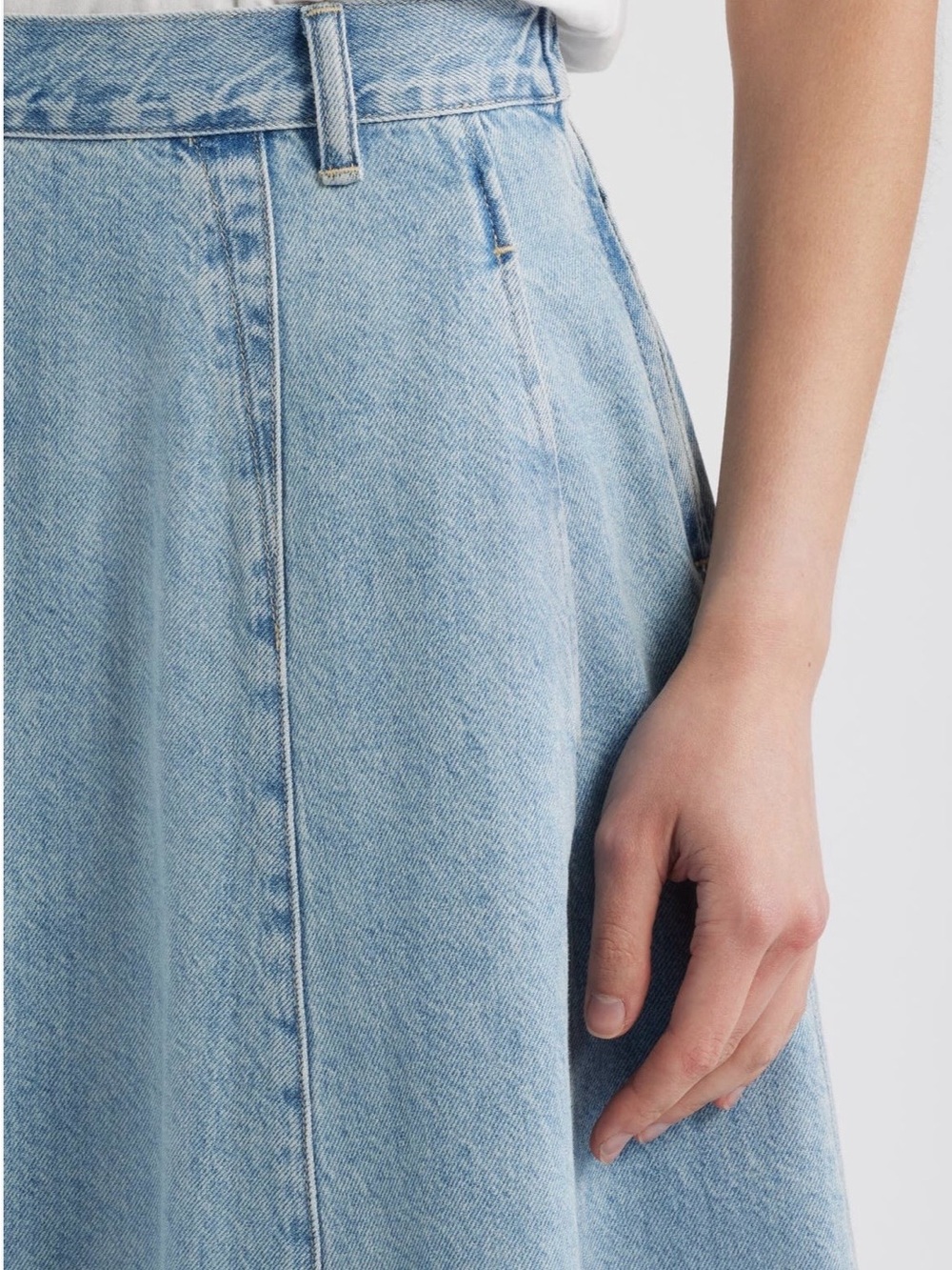 Madewell NWT Light Blue Denim A-Line Midi Skirt - Picture 4 of 12